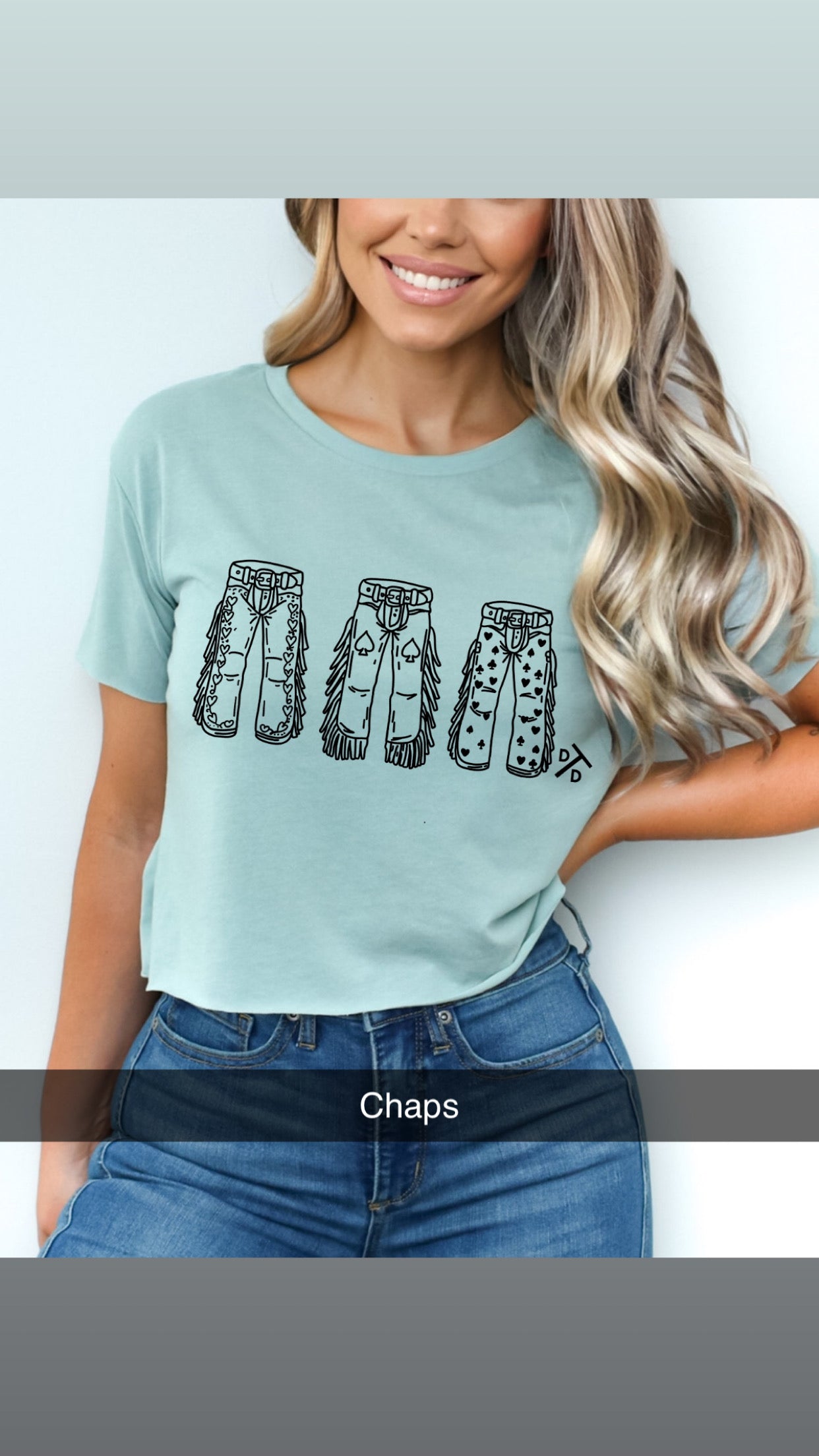Stonewash Denim Crop (add design when checking out)