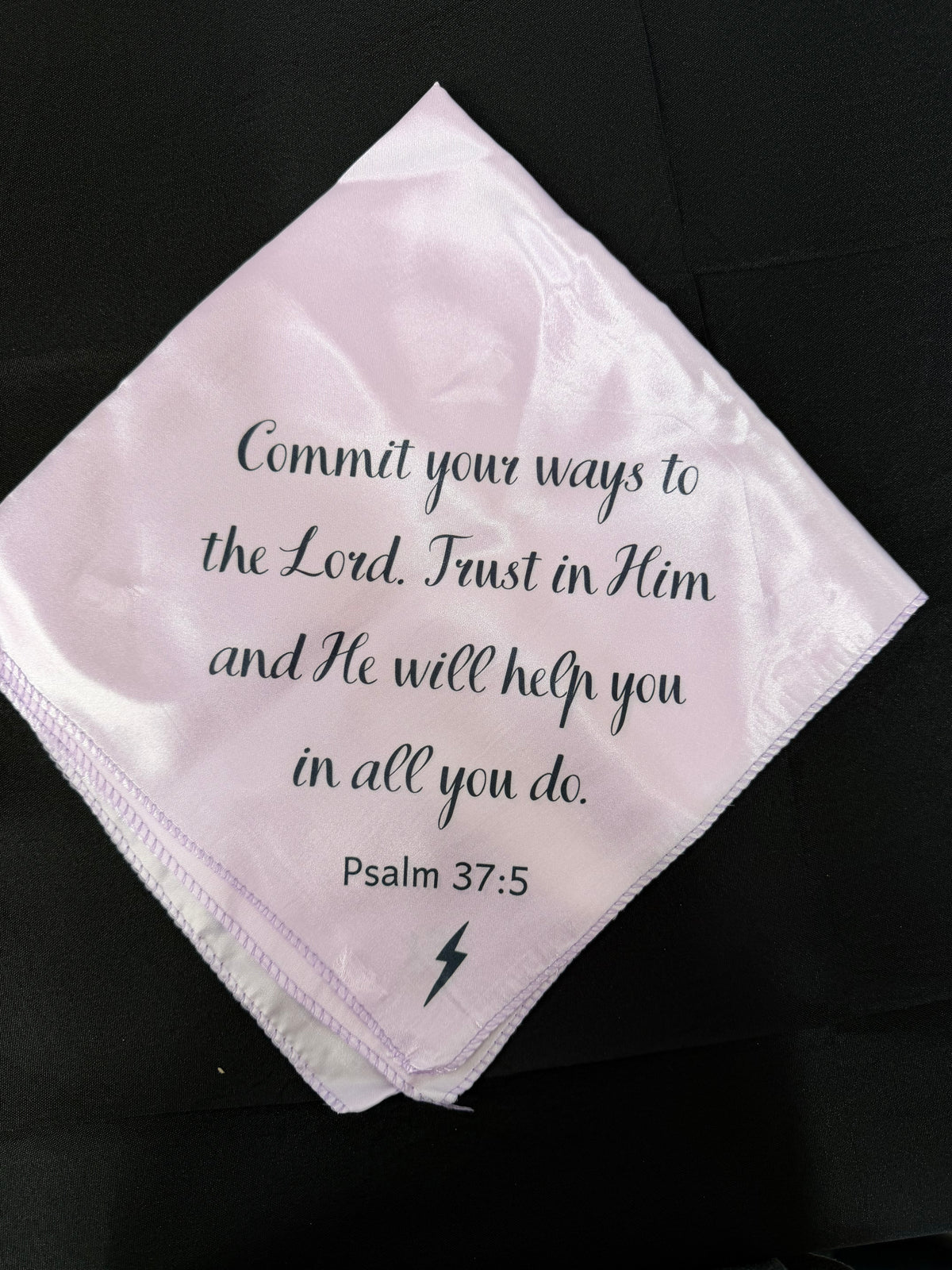 Psalm 37:5 on light purple breakaway flag