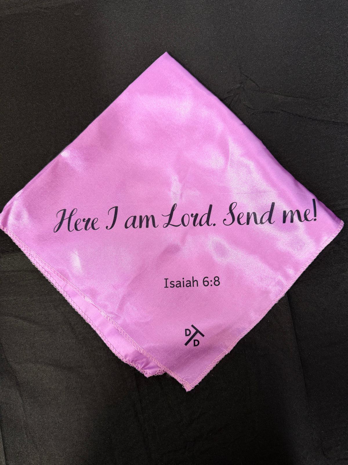 Isaiah 6:8 on dark purple breakaway flag