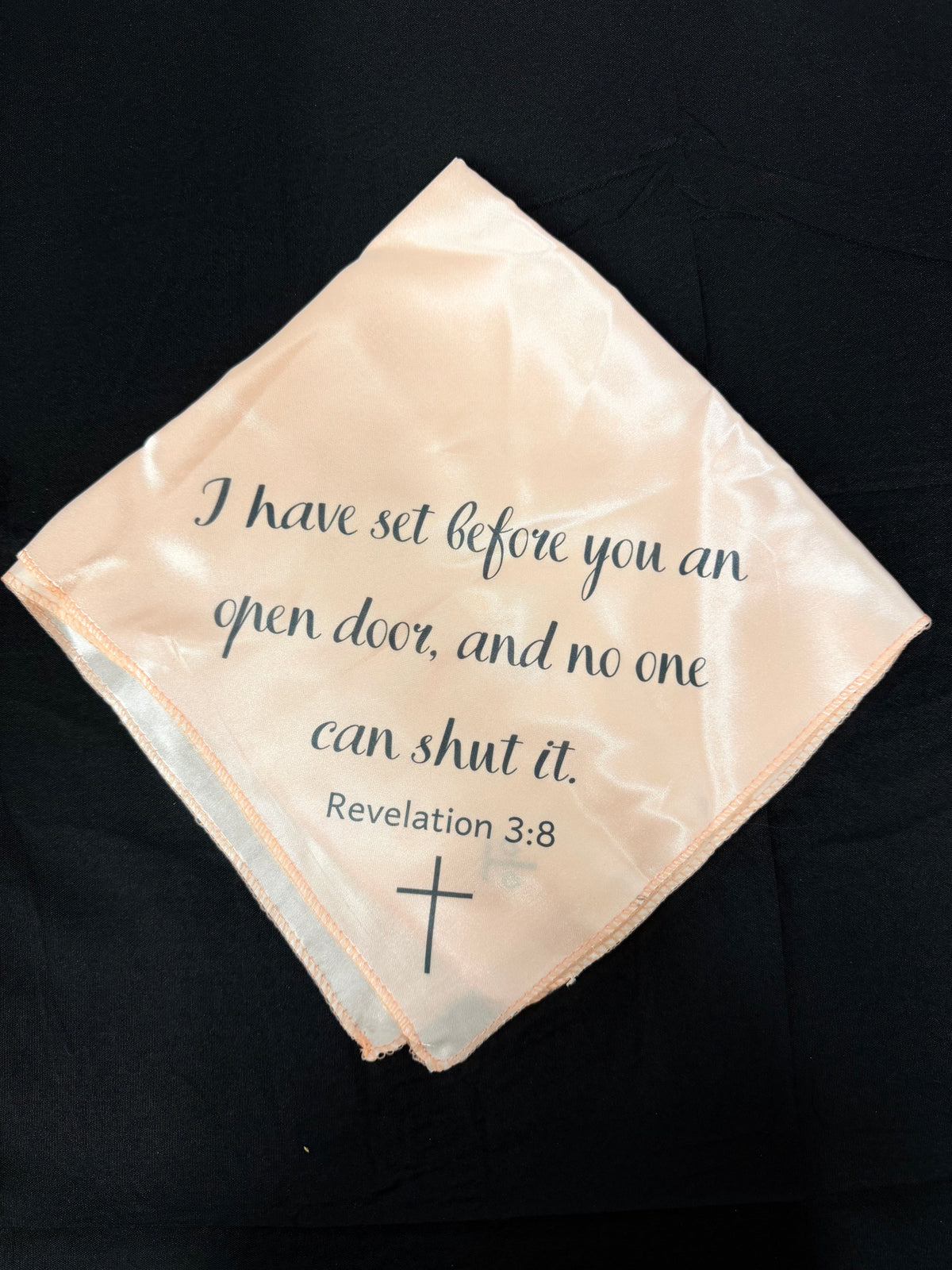 Revelation 3:8 on salmon breakaway flag