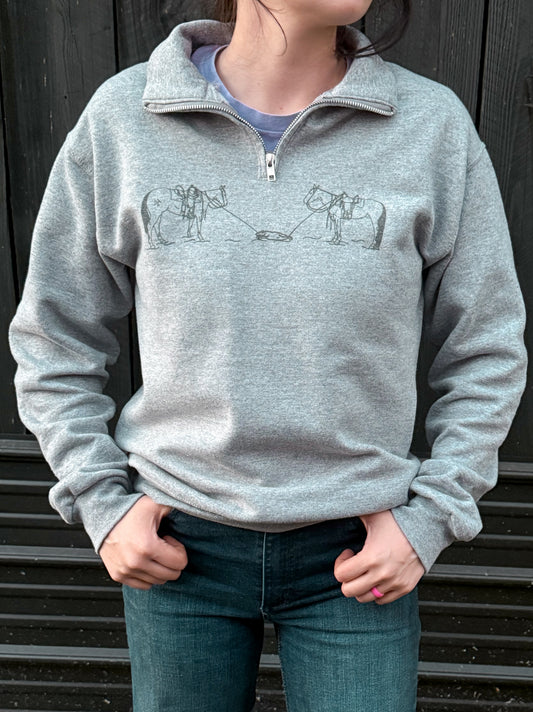 Grey Quarter Zip (add design when checking out)